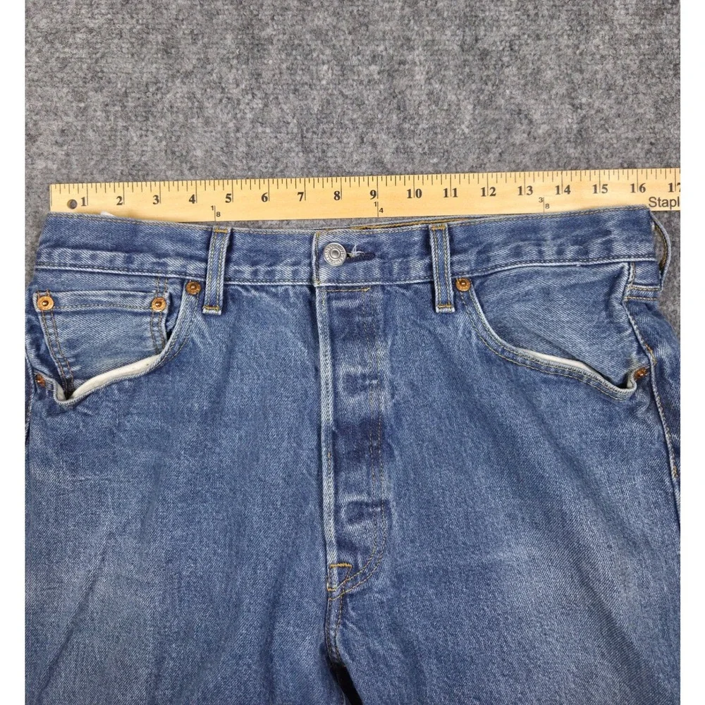 Levis 501 Original Fit Jeans Mens 36x36 Blue Medium Wash Straight Leg Button Fly